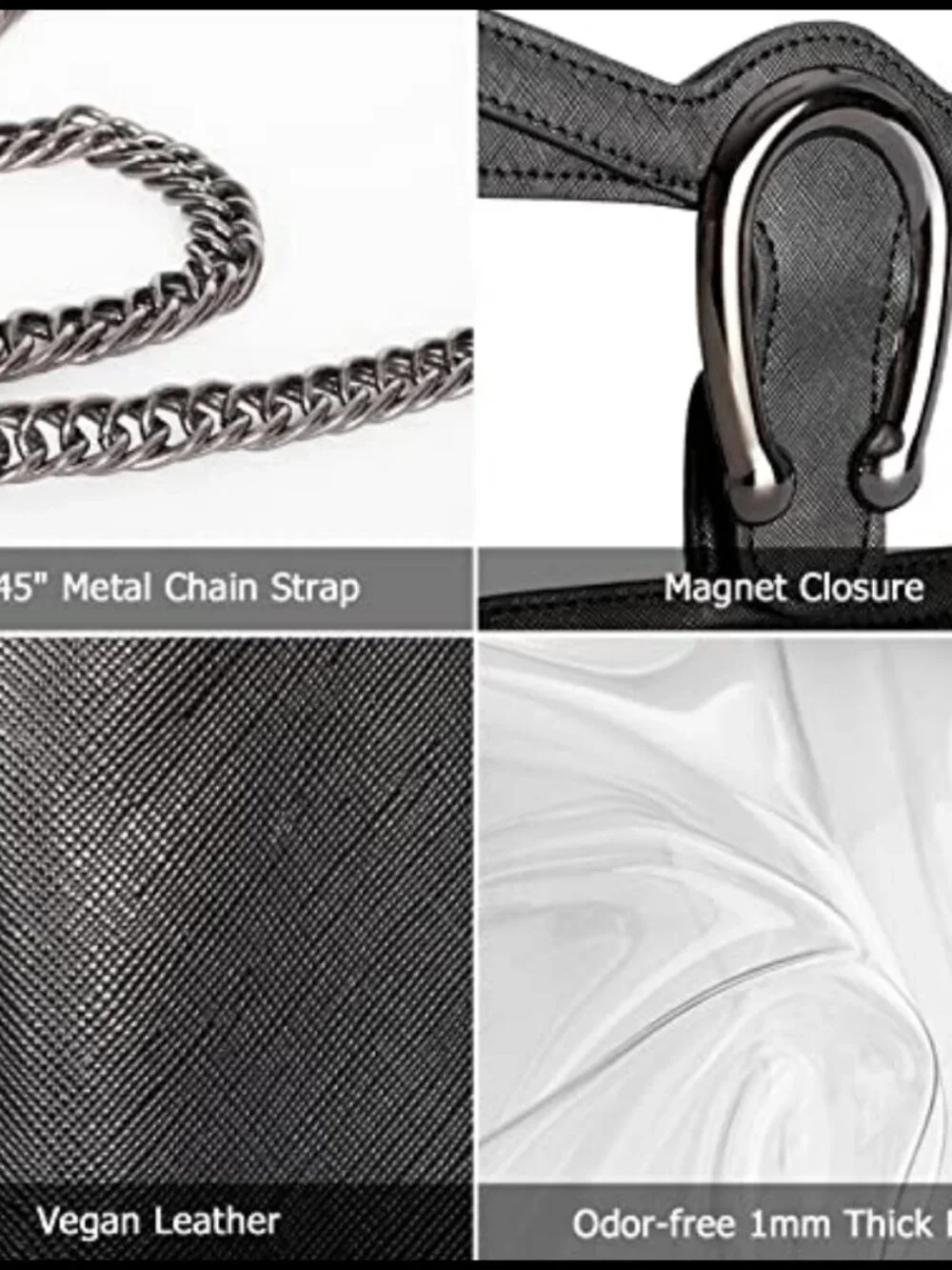 Clear PVC Vegan Leather Hobo Handbag Chain Strap Shoulder Bag